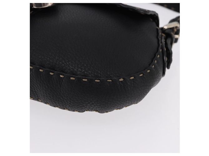 FENDI Schultertasche aus Leder Schwarz Silber Auth 192479A - Ansicht 15