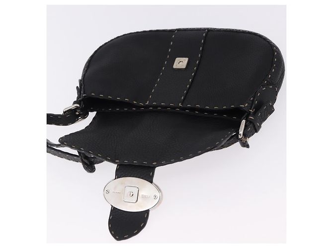 FENDI Schultertasche aus Leder Schwarz Silber Auth 192479A - Ansicht 19