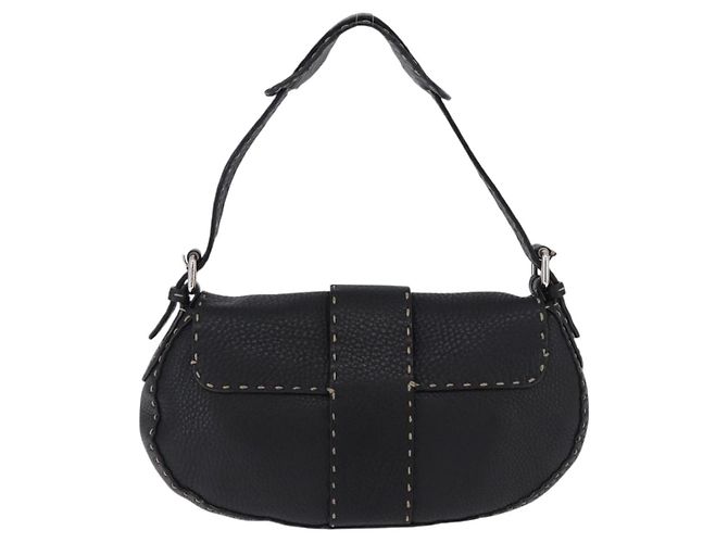 FENDI Schultertasche aus Leder Schwarz Silber Auth 192479A - Ansicht 2