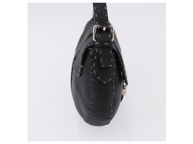 FENDI Schultertasche aus Leder Schwarz Silber Auth 192479A - Ansicht 4