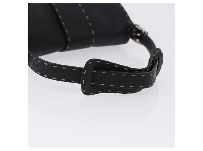 FENDI Schultertasche aus Leder Schwarz Silber Auth 192479A - Ansicht 7