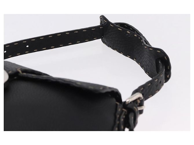 FENDI Schultertasche aus Leder Schwarz Silber Auth 192479A - Ansicht 8