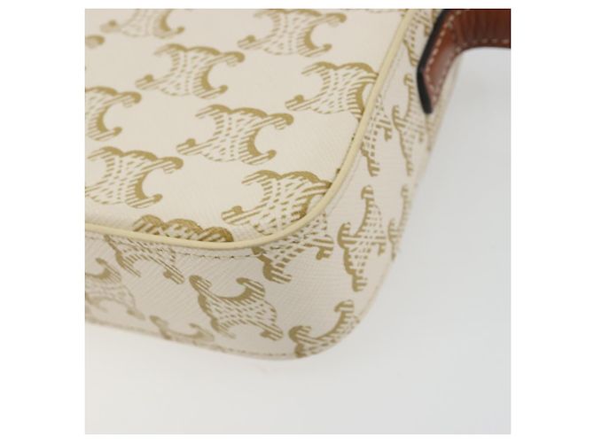 Céline Borsa a tracolla CELINE Triomphe Canvas PVC White Gold Auth 192461SAM Bianco D'oro - vista 16