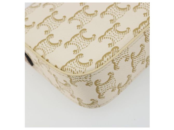 Céline Borsa a tracolla CELINE Triomphe Canvas PVC White Gold Auth 192461SAM Bianco D'oro - vista 17