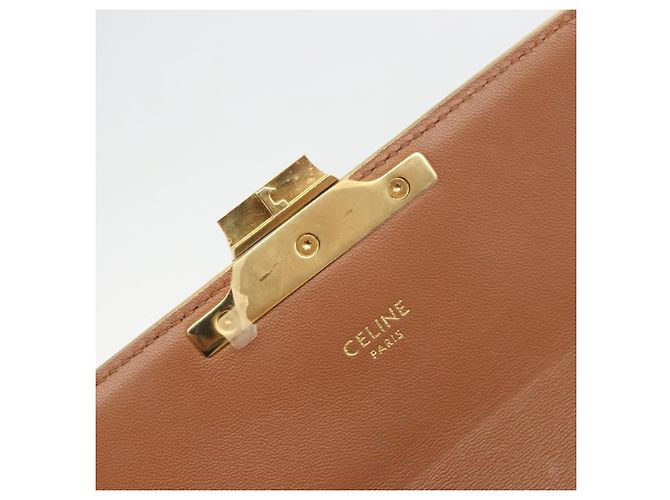 Céline Borsa a tracolla CELINE Triomphe Canvas PVC White Gold Auth 192461SAM Bianco D'oro - vista 20