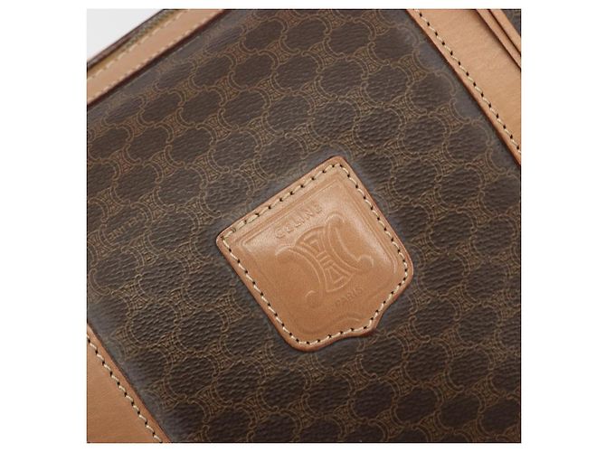 Céline Bolsa Boston CELINE Macadam PVC Couro Marrom Tom Dourado Auth ep15198 - vista 18