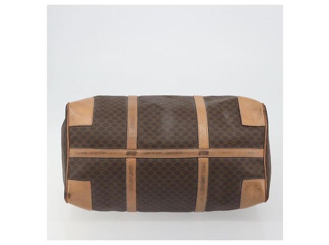 Céline Bolsa Boston CELINE Macadam PVC Couro Marrom Tom Dourado Auth ep15198 - vista 5