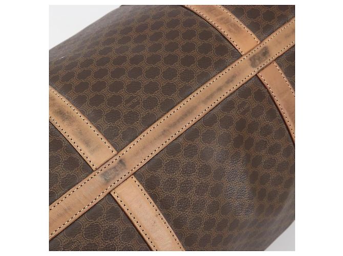 Céline Bolsa Boston CELINE Macadam PVC Couro Marrom Tom Dourado Auth ep15198 - vista 6