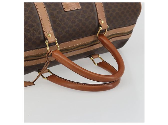Céline Bolsa Boston CELINE Macadam PVC Couro Marrom Tom Dourado Auth ep15198 - vista 8