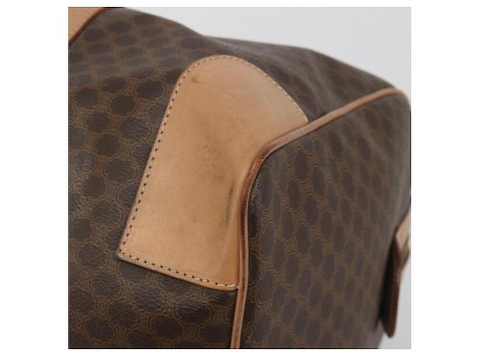 Céline Bolsa Boston CELINE Macadam PVC Couro Marrom Tom Dourado Auth ep15198 - vista 9