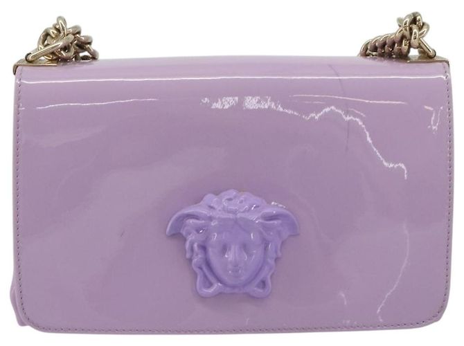 Sac à épaule VERSACE Medusa Chain Vernis Purple Gold Tone Auth BA14565A Violet - vue 13