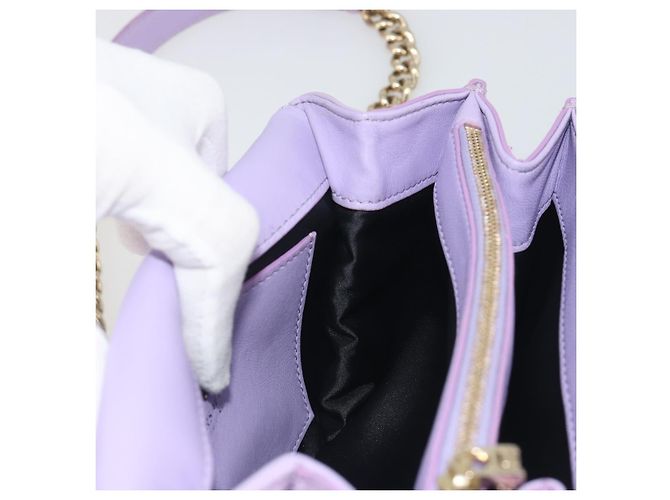 Sac à épaule VERSACE Medusa Chain Vernis Purple Gold Tone Auth BA14565A Violet - vue 21