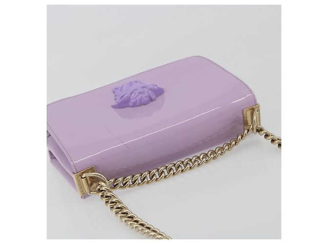 Sac à épaule VERSACE Medusa Chain Vernis Purple Gold Tone Auth BA14565A Violet - vue 6