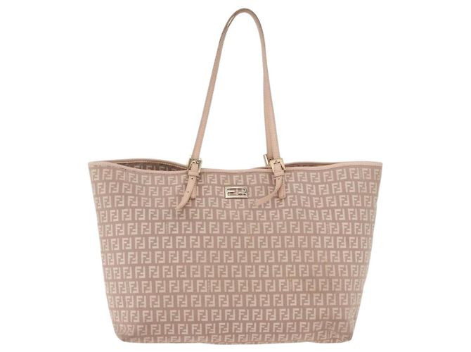 FENDI Zucchino Canvas Tote Bag Pink Gold Auth 192523 Golden - Ansicht 13