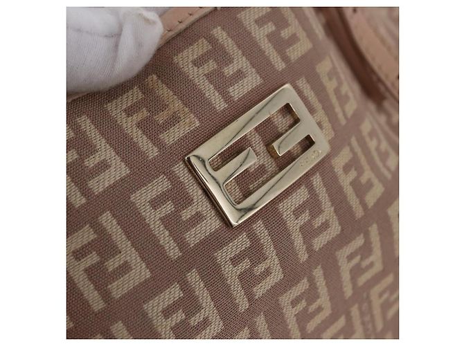 FENDI Zucchino Canvas Tote Bag Pink Gold Auth 192523 Golden - Ansicht 18