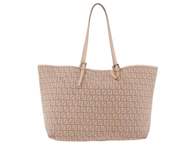 FENDI Zucchino Canvas Tote Bag Pink Gold Auth 192523 Golden - Ansicht 2