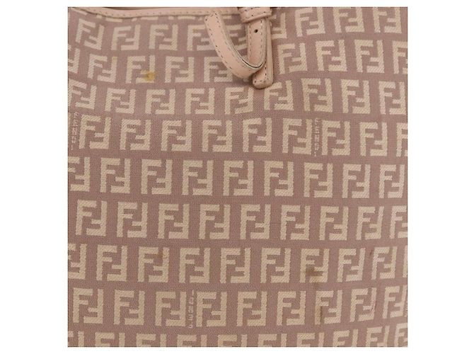 FENDI Zucchino Canvas Tote Bag Pink Gold Auth 192523 Golden - Ansicht 3
