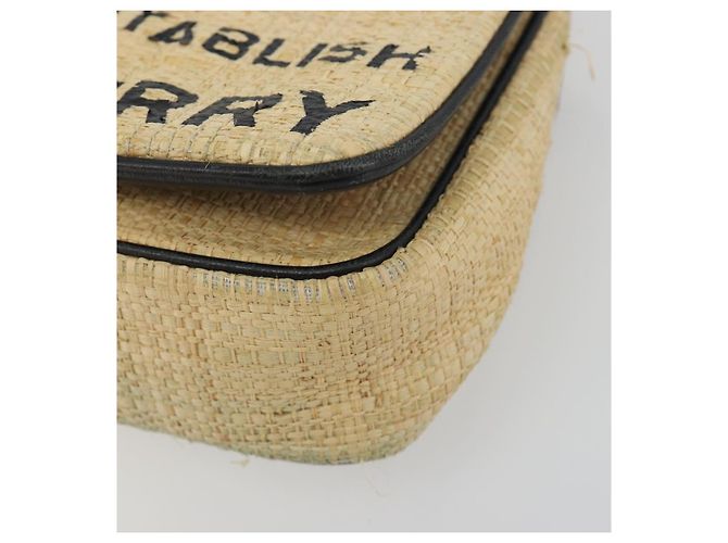 Borsa a tracolla con catena BURBERRY Raffia Beige Gold Auth 193413A D'oro - vista 15
