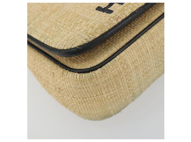 Borsa a tracolla con catena BURBERRY Raffia Beige Gold Auth 193413A D'oro - vista 16