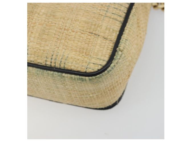 Borsa a tracolla con catena BURBERRY Raffia Beige Gold Auth 193413A D'oro - vista 17