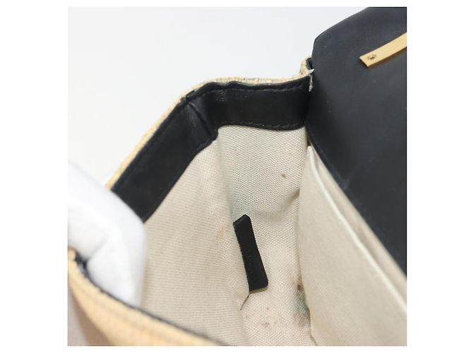 Borsa a tracolla con catena BURBERRY Raffia Beige Gold Auth 193413A D'oro - vista 22