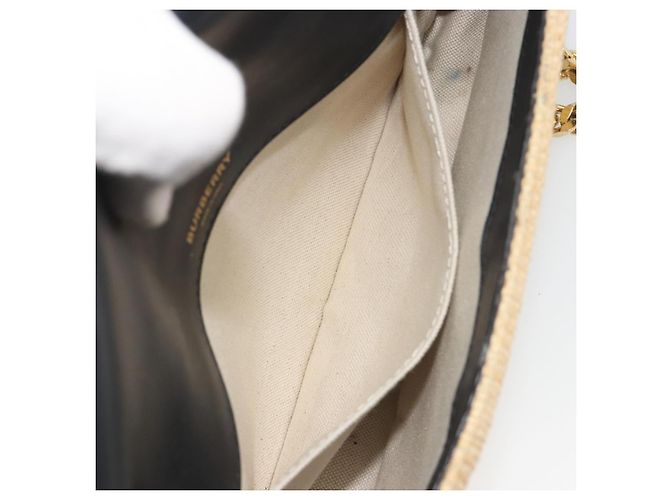 Borsa a tracolla con catena BURBERRY Raffia Beige Gold Auth 193413A D'oro - vista 23