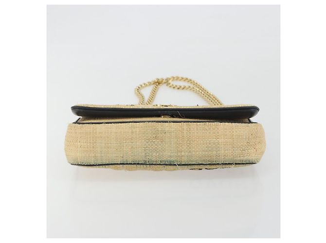 Borsa a tracolla con catena BURBERRY Raffia Beige Gold Auth 193413A D'oro - vista 5