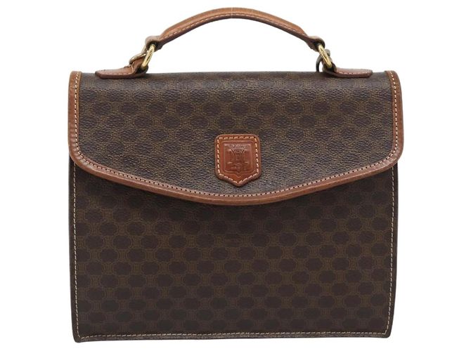 Céline Borsa a mano CELINE Macadam Canvas PVC Leather 2way Brown Gold Auth 195169 Marrone D'oro - vista 13