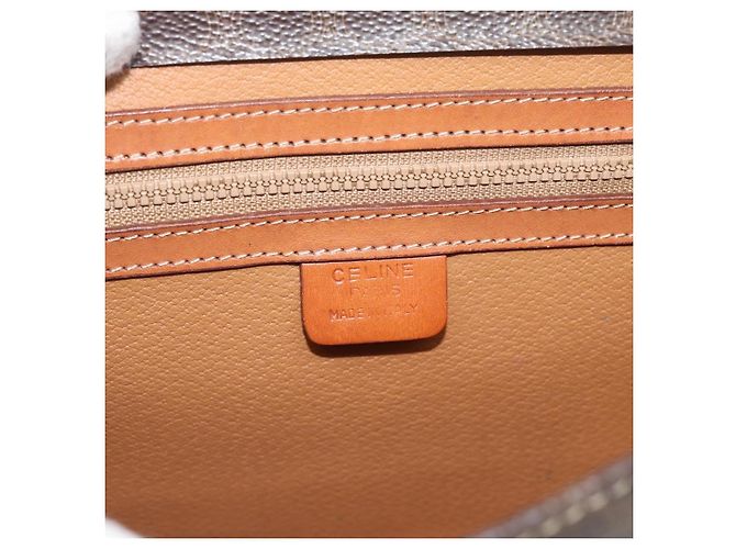 Céline Borsa a mano CELINE Macadam Canvas PVC Leather 2way Brown Gold Auth 195169 Marrone D'oro - vista 18