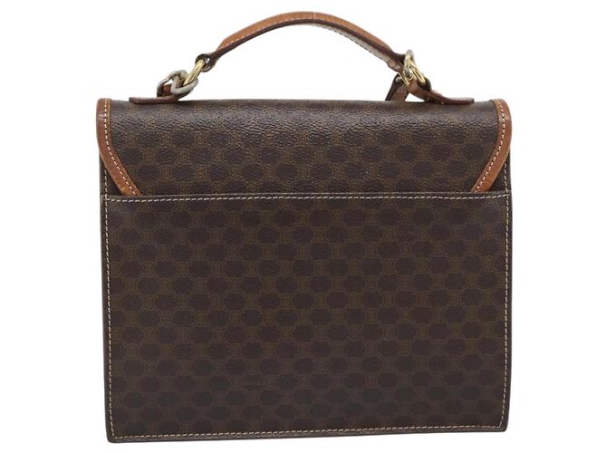 Céline Borsa a mano CELINE Macadam Canvas PVC Leather 2way Brown Gold Auth 195169 Marrone D'oro - vista 2