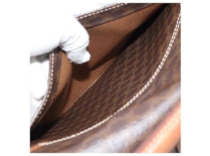 Céline Borsa a mano CELINE Macadam Canvas PVC Leather 2way Brown Gold Auth 195169 Marrone D'oro - vista 23