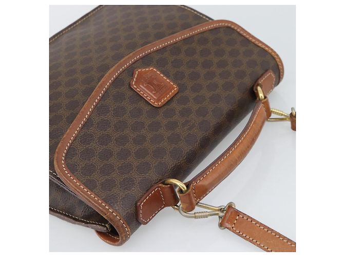 Céline Borsa a mano CELINE Macadam Canvas PVC Leather 2way Brown Gold Auth 195169 Marrone D'oro - vista 6