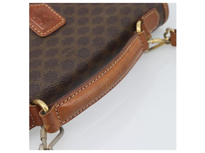 Céline Borsa a mano CELINE Macadam Canvas PVC Leather 2way Brown Gold Auth 195169 Marrone D'oro - vista 7