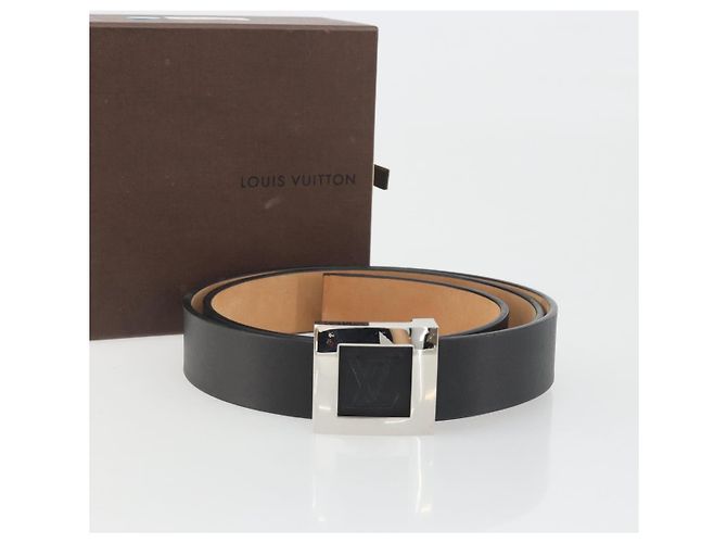 LOUIS VUITTON Cintura LV Stamp Belt Leather Black M6896 LV Auth BA14230A Nero - vista 13