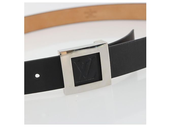 LOUIS VUITTON Cintura LV Stamp Belt Leather Black M6896 LV Auth BA14230A Nero - vista 5