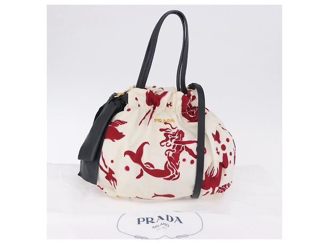 Borsa a tracolla PRADA Nylon 2way White Gold Auth 193341V Bianco D'oro - vista 12
