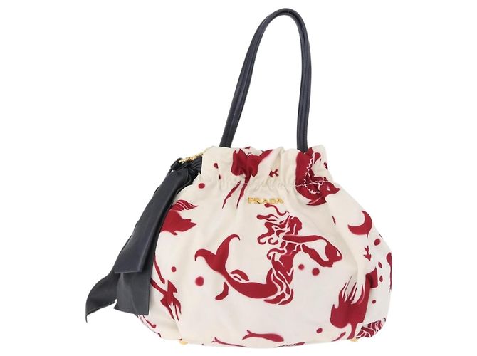Borsa a tracolla PRADA Nylon 2way White Gold Auth 193341V Bianco D'oro - vista 13