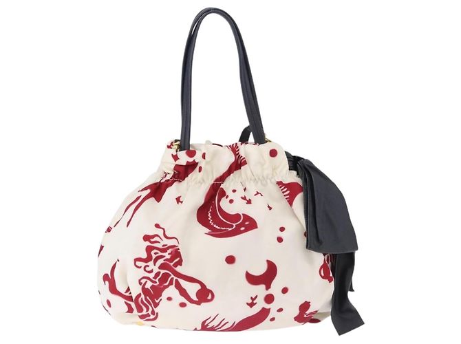 Borsa a tracolla PRADA Nylon 2way White Gold Auth 193341V Bianco D'oro - vista 2