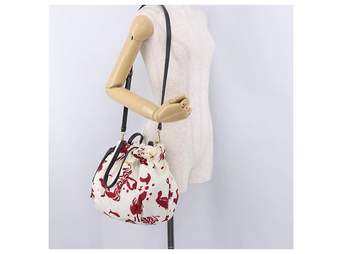 Borsa a tracolla PRADA Nylon 2way White Gold Auth 193341V Bianco D'oro - vista 25