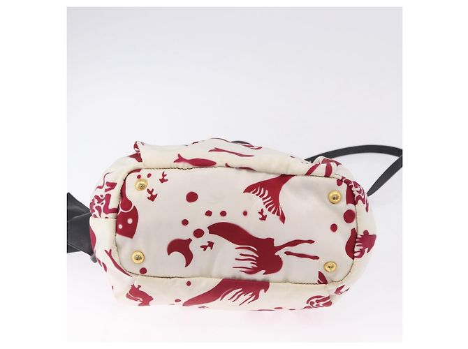 Borsa a tracolla PRADA Nylon 2way White Gold Auth 193341V Bianco D'oro - vista 5
