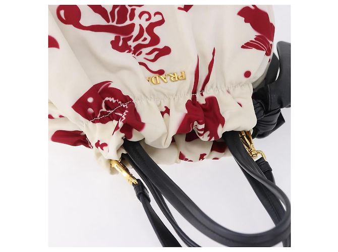 Borsa a tracolla PRADA Nylon 2way White Gold Auth 193341V Bianco D'oro - vista 6