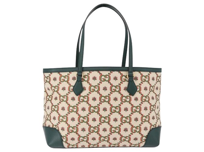 Borsa Tote GUCCI Ofidia Canvas Green Gold 676681 Auth 192482V - vista 2