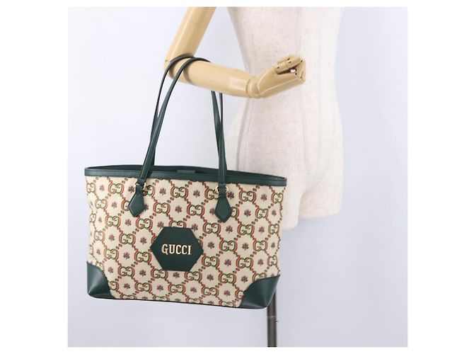 Borsa Tote GUCCI Ofidia Canvas Green Gold 676681 Auth 192482V - vista 23