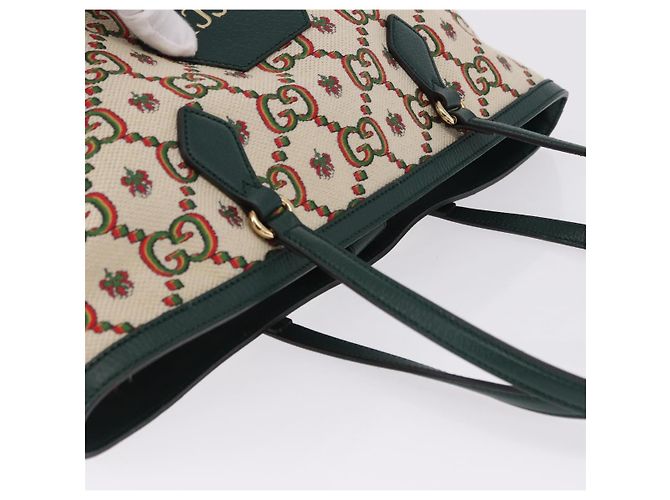 Borsa Tote GUCCI Ofidia Canvas Green Gold 676681 Auth 192482V - vista 6