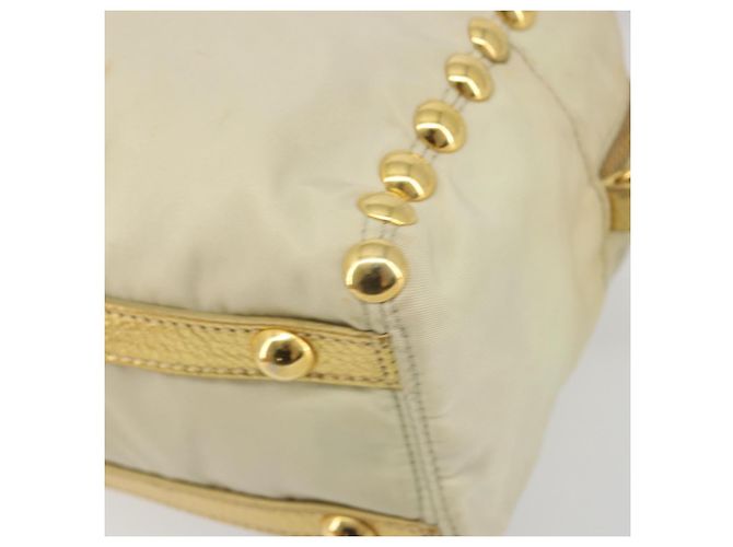 Borsa a Tracolla PRADA Nylon 2way Beige Gold Auth 193402A D'oro - vista 10