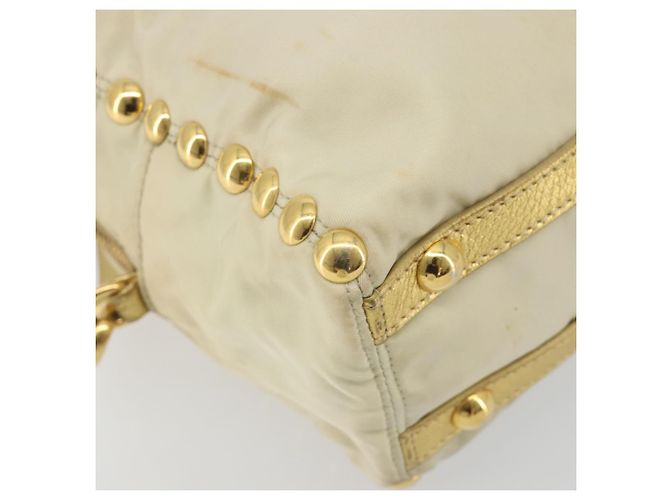 Borsa a Tracolla PRADA Nylon 2way Beige Gold Auth 193402A D'oro - vista 15