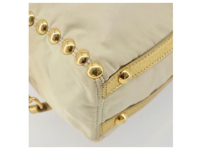 Borsa a Tracolla PRADA Nylon 2way Beige Gold Auth 193402A D'oro - vista 17