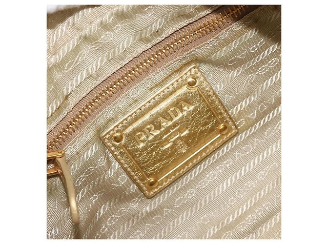 Borsa a Tracolla PRADA Nylon 2way Beige Gold Auth 193402A D'oro - vista 20