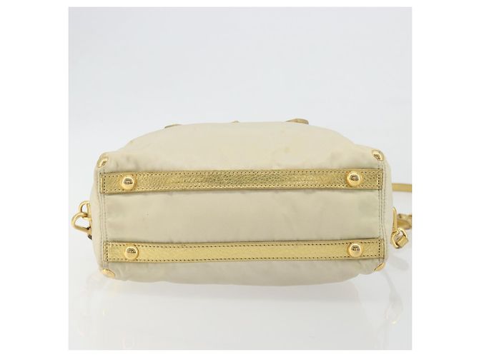 Borsa a Tracolla PRADA Nylon 2way Beige Gold Auth 193402A D'oro - vista 5