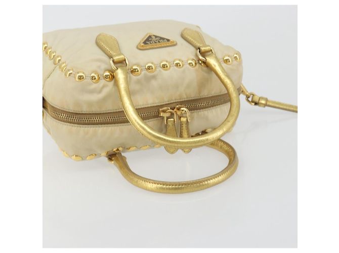 Borsa a Tracolla PRADA Nylon 2way Beige Gold Auth 193402A D'oro - vista 7
